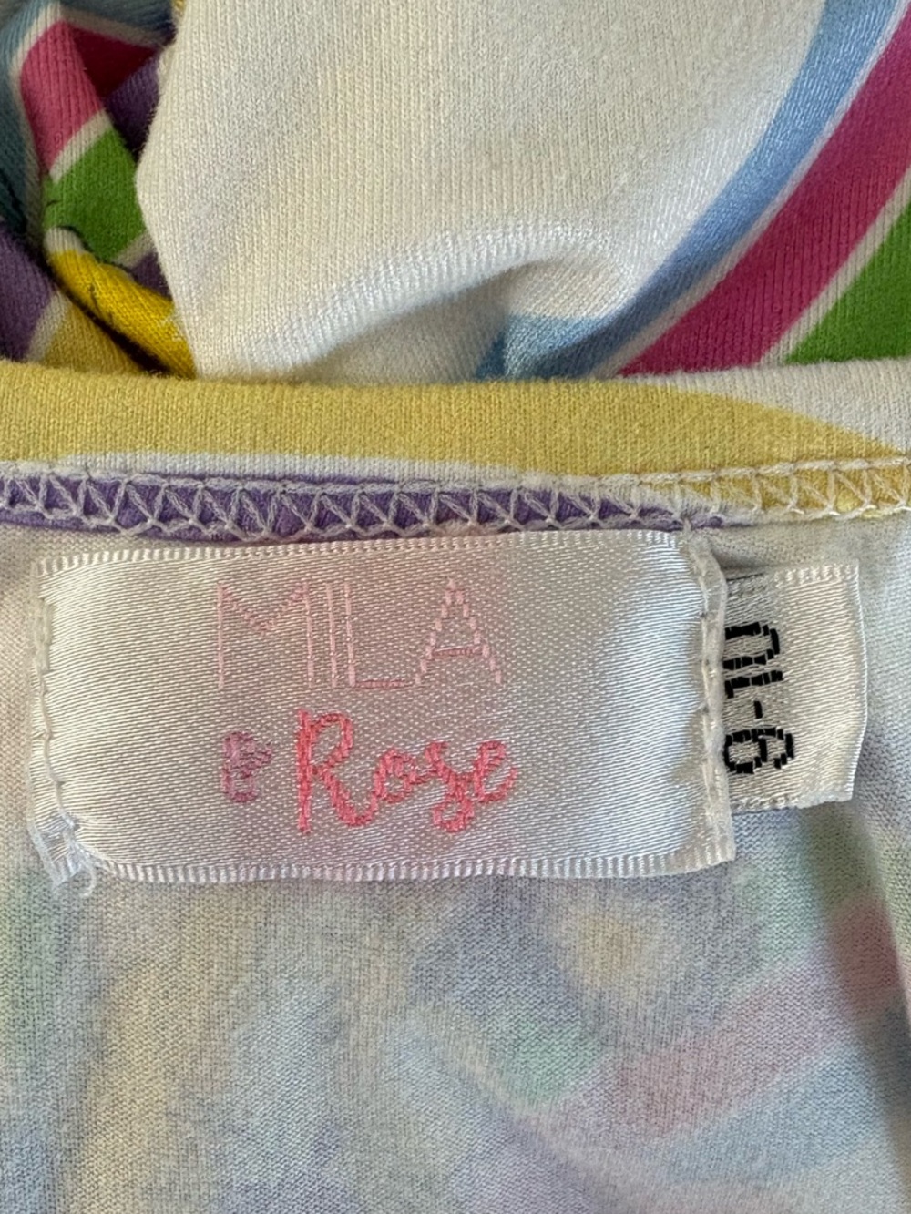 Mila & Rose White Rainbow & Floral Ruffle Sleeve Dress size 9-10 Like New - Picture 2 of 8
